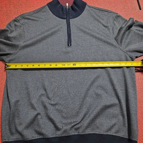 Enzo Tovare Mens 1/4 Zip Pullover Sweater Sz XL Textured Navy Preppy Old Money - Picture 9 of 10